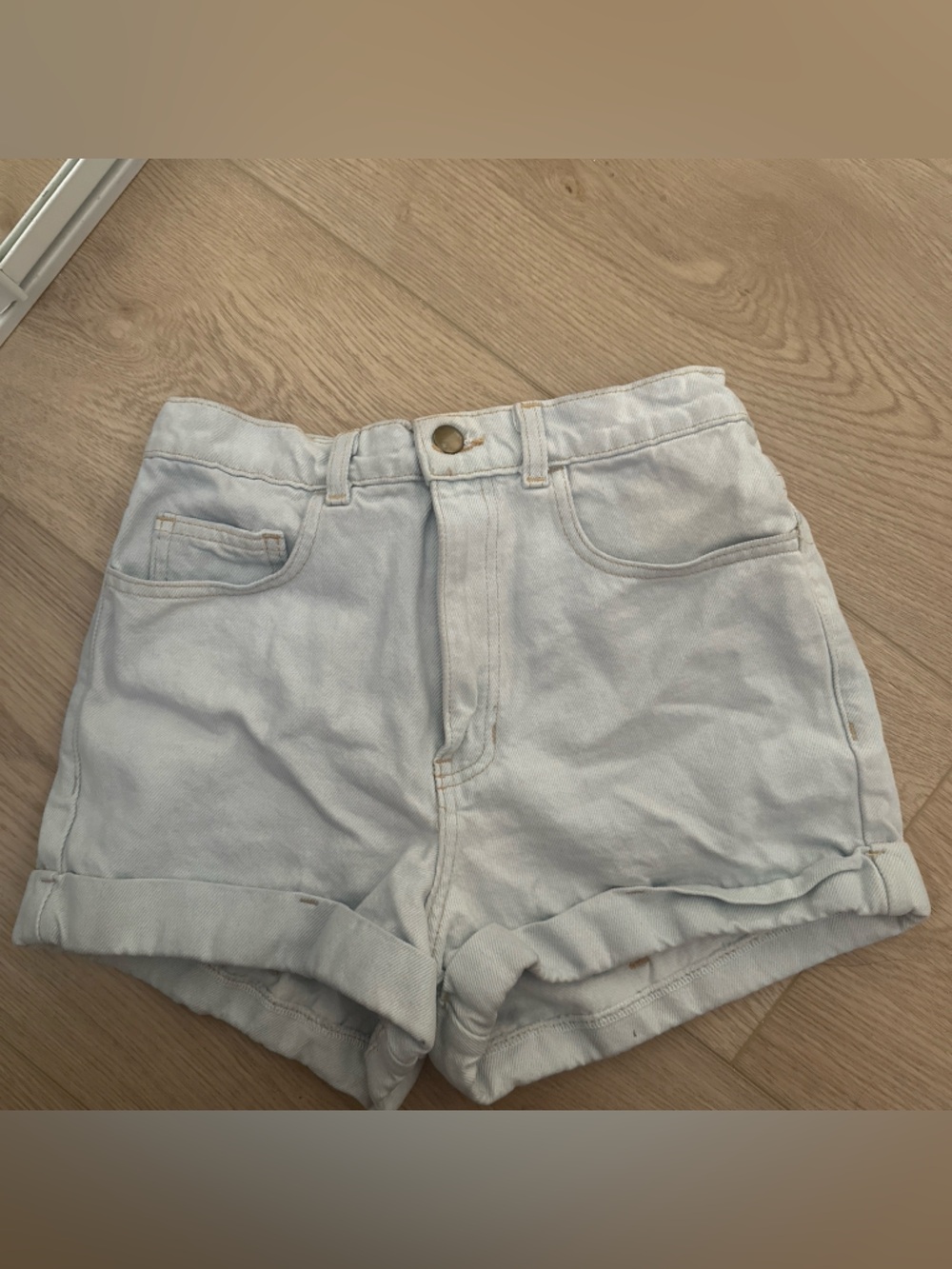 American Apparel Light Blue High-Rise Denim Shorts